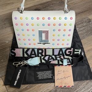 Karl Lagerfeld ivory Multicolor Studded Women's Bag